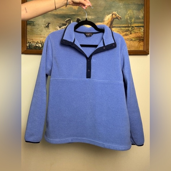 LL Bean blue fleece vintage t-snap pullover - size extra large XL - Picture 4 of 4